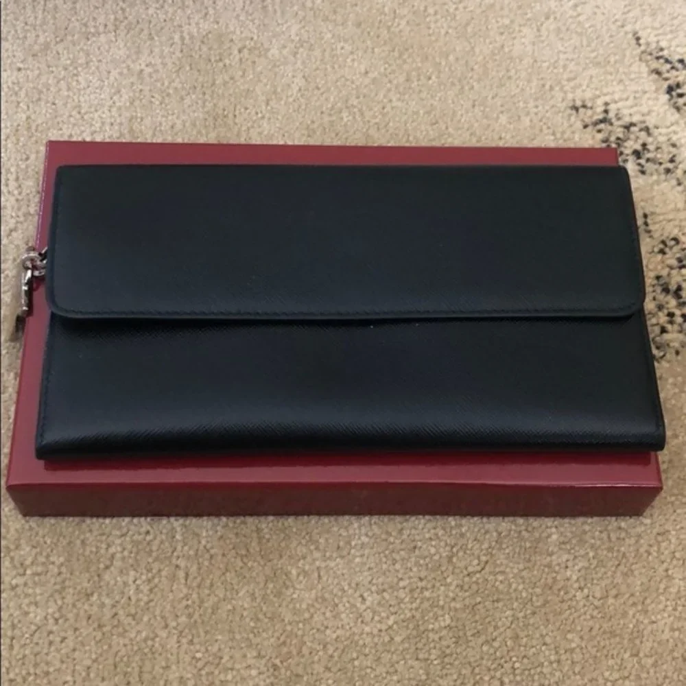 Ferragamo Leather Wallet with Logo Charm